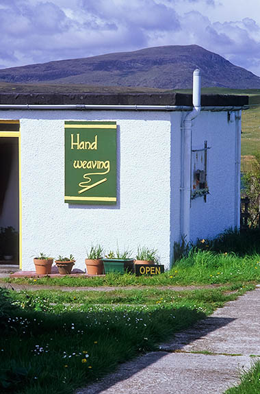 SCO: Highland Region, Sutherland District, Northern Coast, Durness, Balnakeil Craft Village, a crafters' coop in an abandoned WWII base; weaver's studio. [Ask for #246.860.]