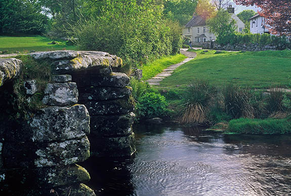 ENG: South West Region, Devon, Dartmoor National Park, Central Dartmoor, Postbridge, Clapper bridge, made of granite slabs, of unkown age but first recorded in the 13th c. [Ask for #268.544.]